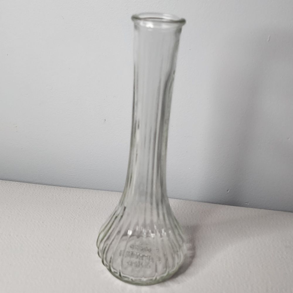 Vintage Hooster Glass Clear Glass Bud Vase Ribbed Pattern 9" Tall